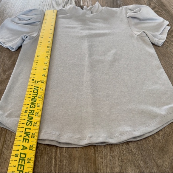 FREE PEOPLE PUFFY SLEEVE MOCK NECK Gray ZIPPER BACK TOP Size Small - Picture 6 of 10